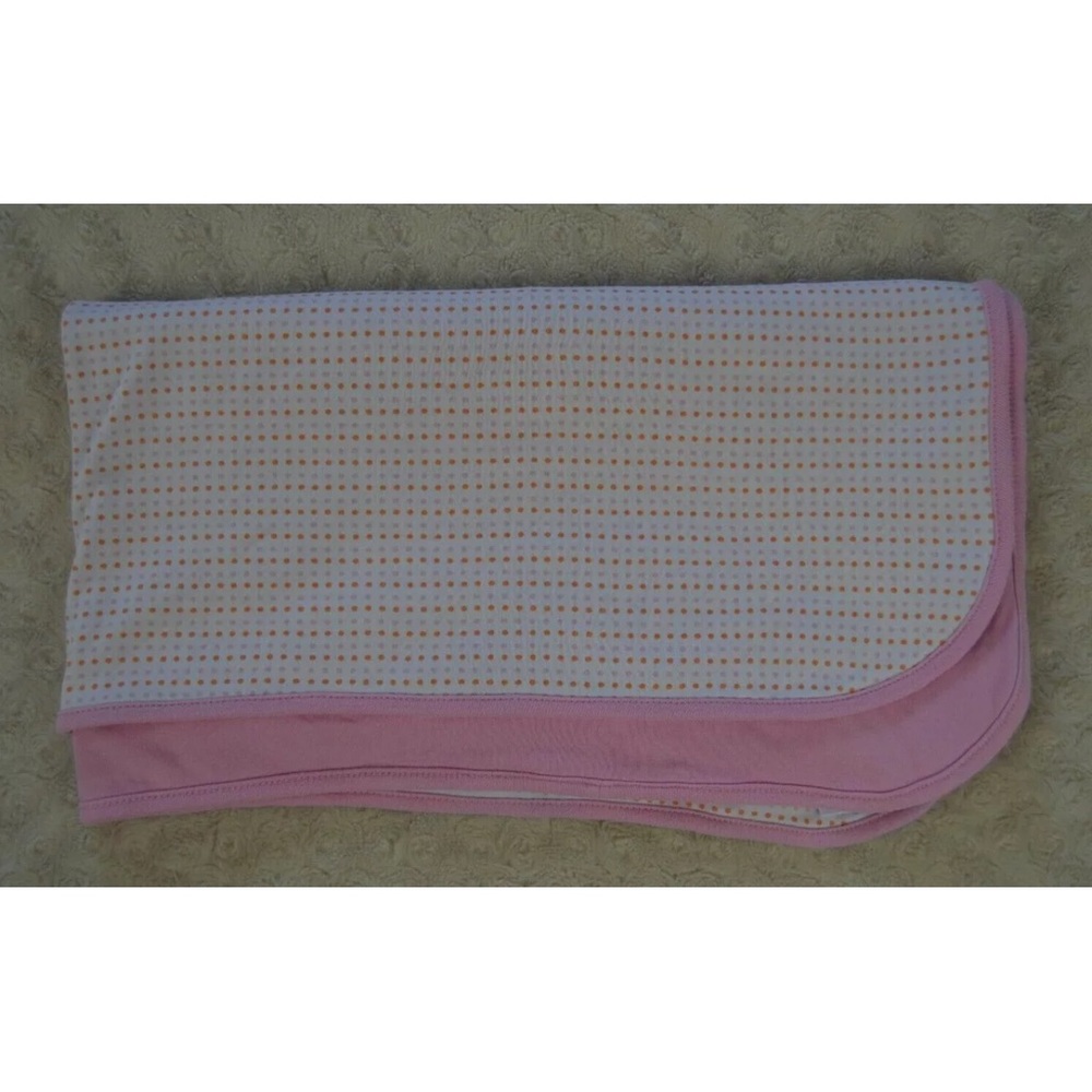 Giggle Baby Pink Polka Dot Blanket Orange White Spots Circles Lovey Two Ply